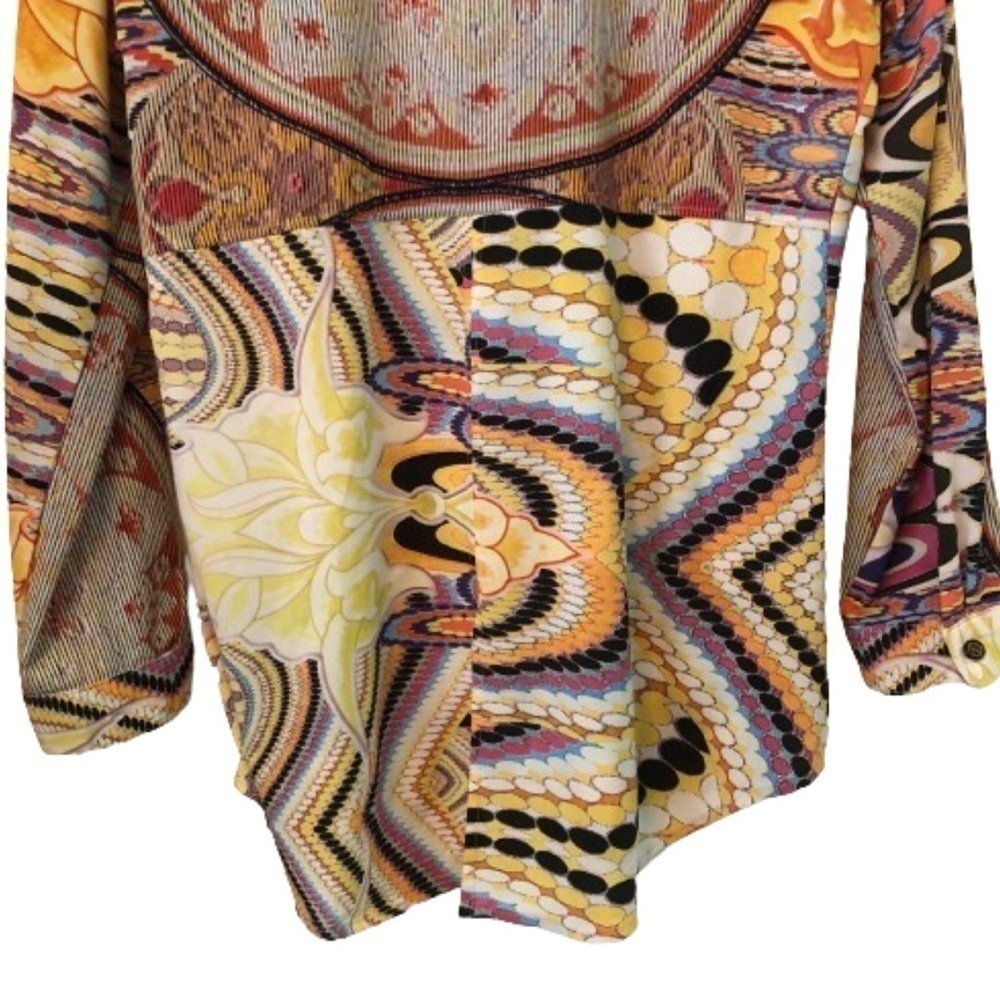 Mesmerize 70’s print button down long sleeve shirt SZ M psychedelic - Picture 6 of 7